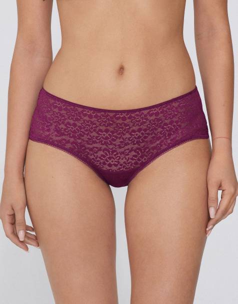 Tezenis Lace french knickers in burgundy - view 1