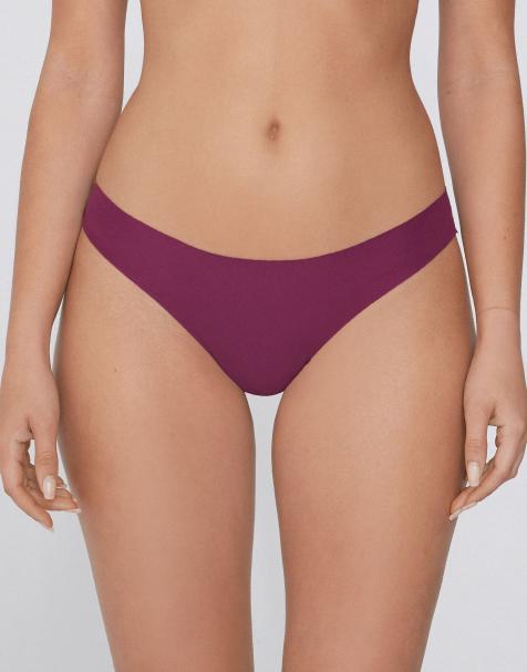 Tezenis Laser cut brazilian briefs in burgundy - view 1