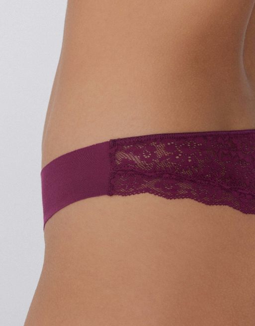 Tezenis Laser cut brazilian briefs in burgundy, 3 of 5