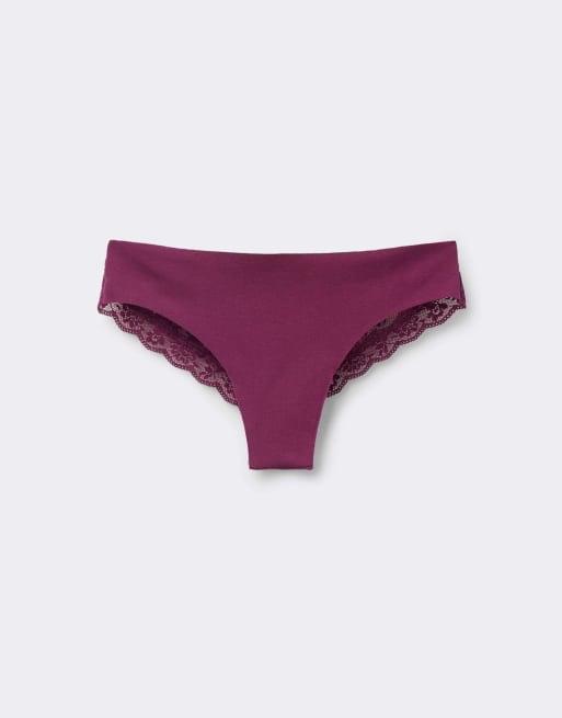 Tezenis Laser cut brazilian briefs in burgundy, 5 of 5