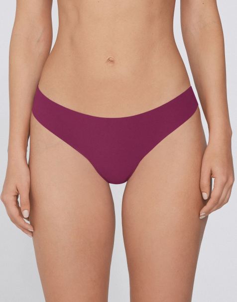 Tezenis Laser cut brazilian briefs in burgundy - view 1