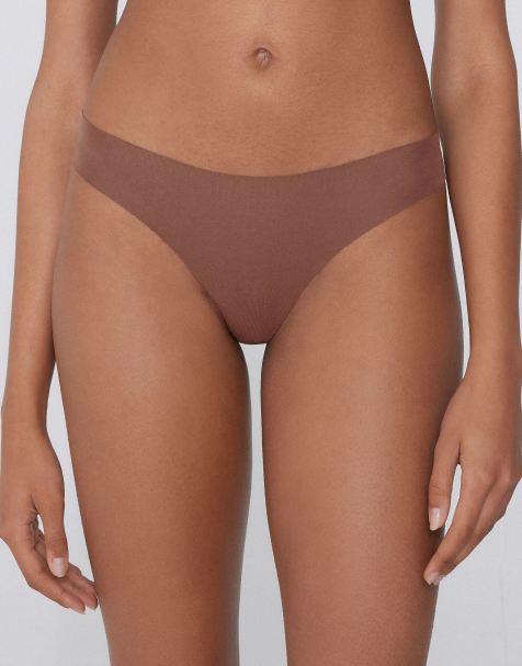 Tezenis Laser cut brazilian briefs in caramel dark beige - view 1