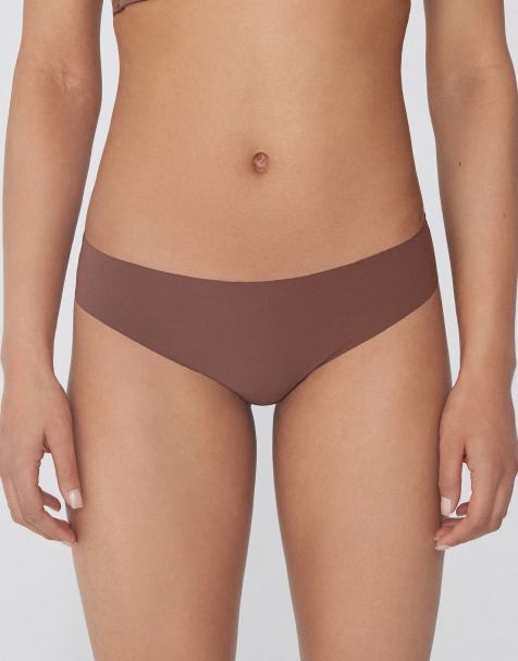 Tezenis Laser cut brazilian briefs in caramel dark beige - view 1