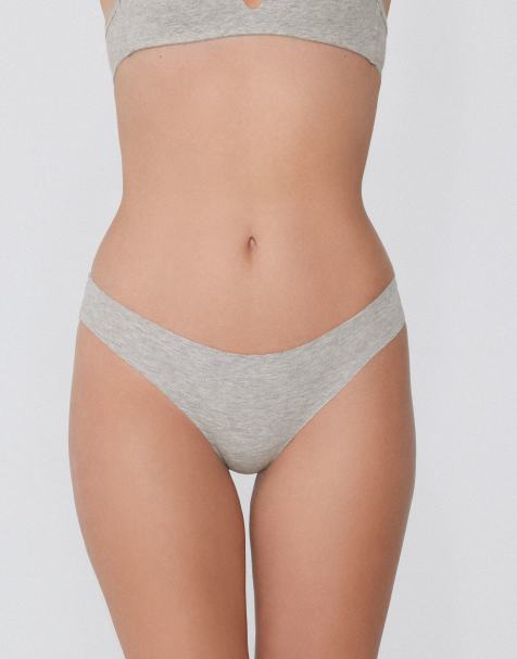 Tezenis Laser cut brazilian briefs in mottled light grey - view 1