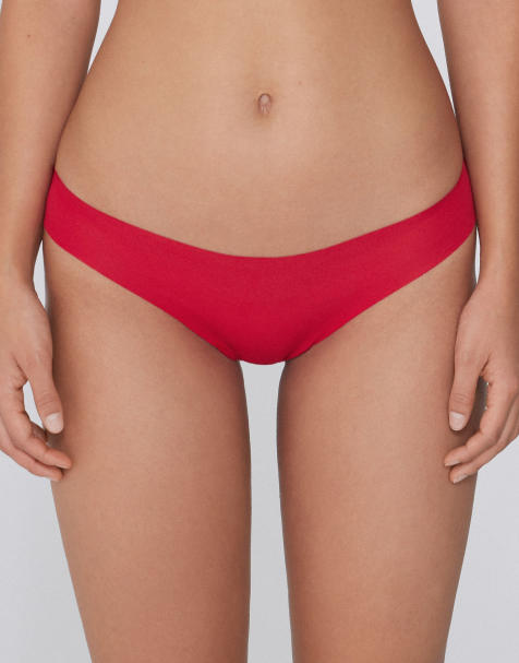 Tezenis Laser cut brazilian briefs in winter red - view 1