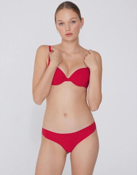 Tezenis Laser cut brazilian briefs in winter red - view 1