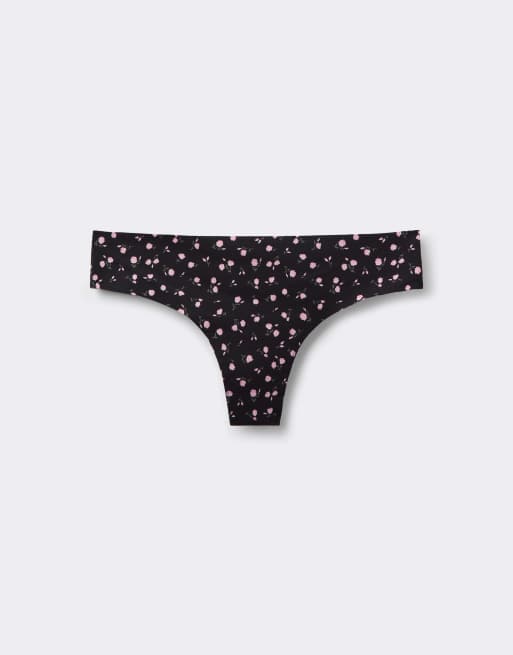 Tezenis Laser-cut microfibre brazilian briefs in black with cute flowers, 5 of 5