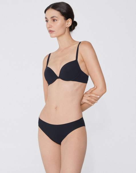 Tezenis Laser-cut microfibre knickers in black - view 1