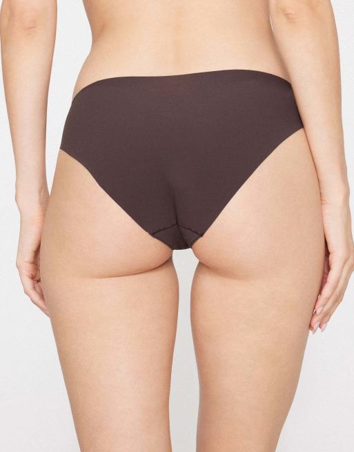 Tezenis Laser-cut microfibre knickers in brown, 2 of 5