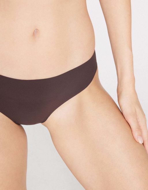 Tezenis Laser-cut microfibre knickers in brown, 3 of 5