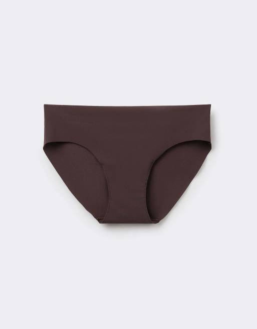Tezenis Laser-cut microfibre knickers in brown, 5 of 5