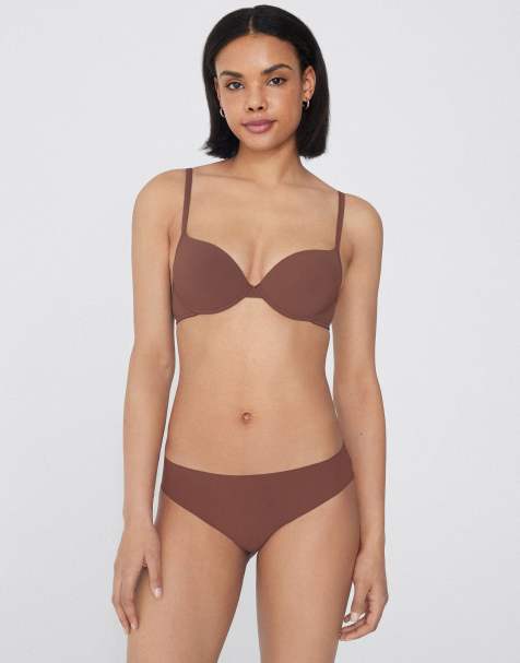 Tezenis Laser-cut microfibre knickers in caramel dark beige - view 1