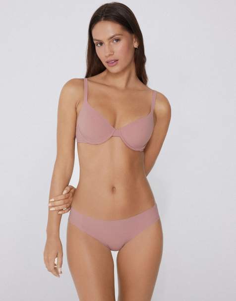 Tezenis Laser-cut microfibre knickers in champagne pink - view 1