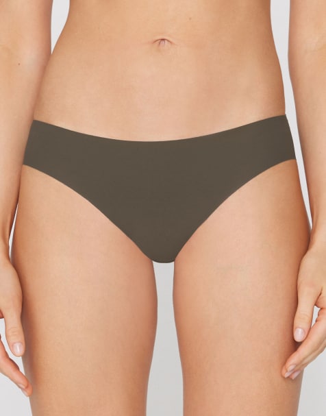 Tezenis Laser-cut microfibre knickers in green camo - view 1