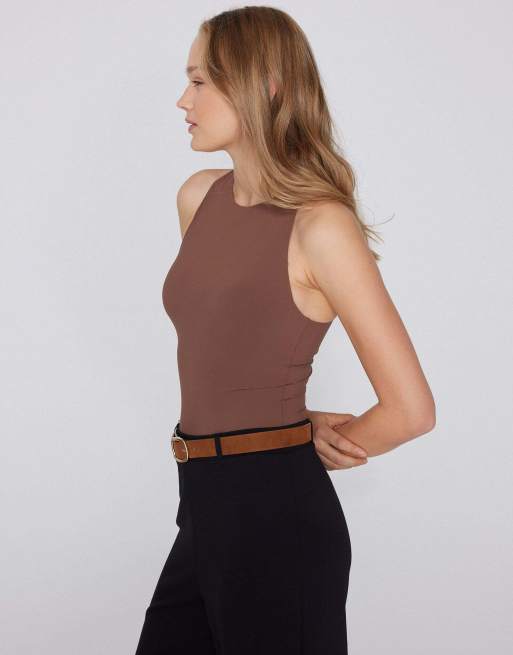 Tezenis Light touch two in one bra body in caramel dark beige, 4 of 5