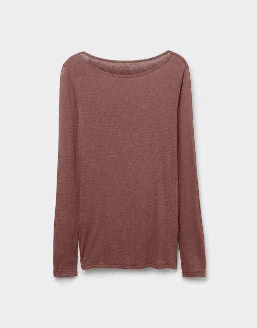 Tezenis Lightweight boat neck top in caramel, 5 of 5