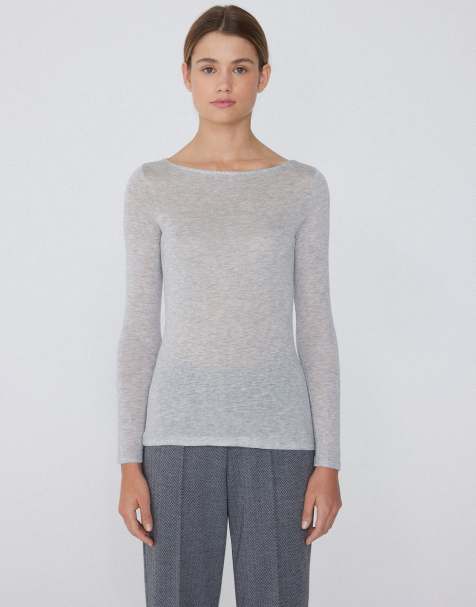 Tezenis Lightweight boat neck top in grey melange - view 1