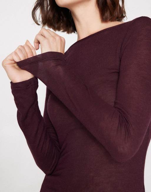 Tezenis Lightweight boat neck top in precious ruby, 3 of 5