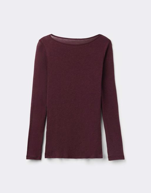Tezenis Lightweight boat neck top in precious ruby, 5 of 5