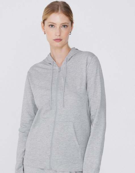 Tezenis Lightweight hooded sweatshirt in mottled light grey