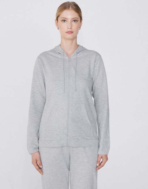 Tezenis Lightweight hooded sweatshirt in mottled light grey, 3 of 6