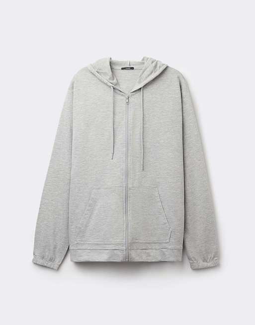 Tezenis Lightweight hooded sweatshirt in mottled light grey, 5 of 6