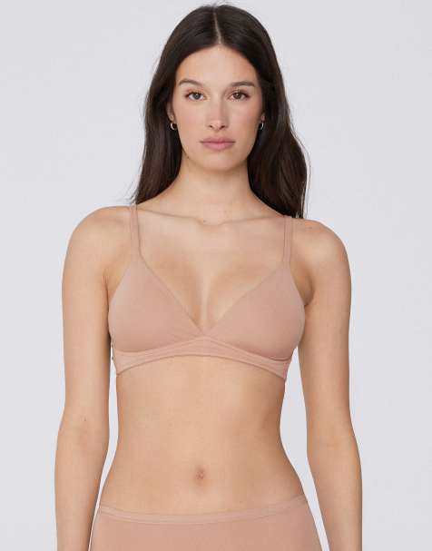 Tezenis Lisbon cotton triangle bra in beige - view 1