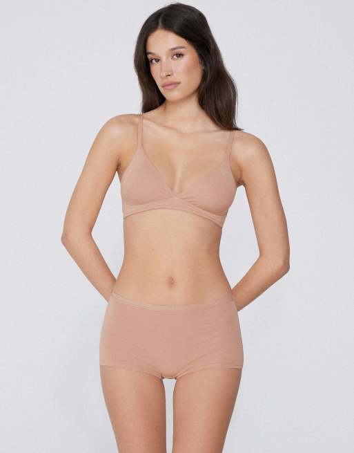 Tezenis Lisbon cotton triangle bra in beige, 4 of 5