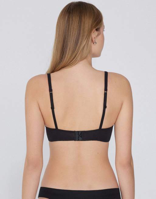 Tezenis Lisbon cotton triangle bra in black, 2 of 5