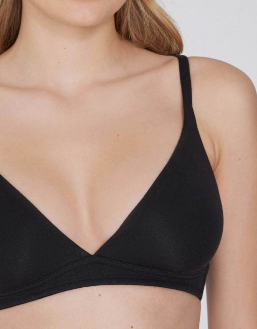 Tezenis Lisbon cotton triangle bra in black, 3 of 5