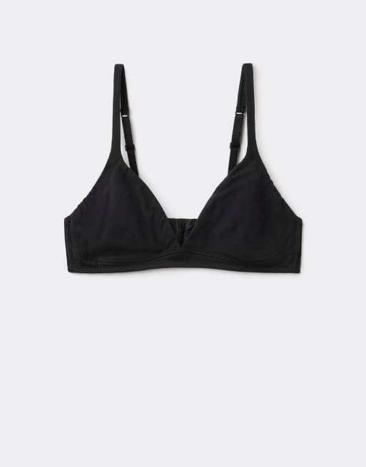 Tezenis Lisbon cotton triangle bra in black, 5 of 5