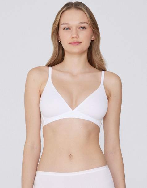 Tezenis Lisbon cotton triangle bra in white - view 1
