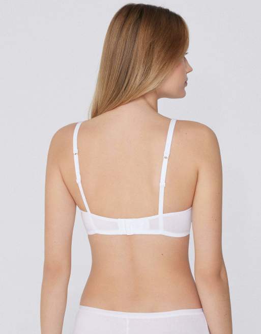 Tezenis Lisbon cotton triangle bra in white, 2 of 5