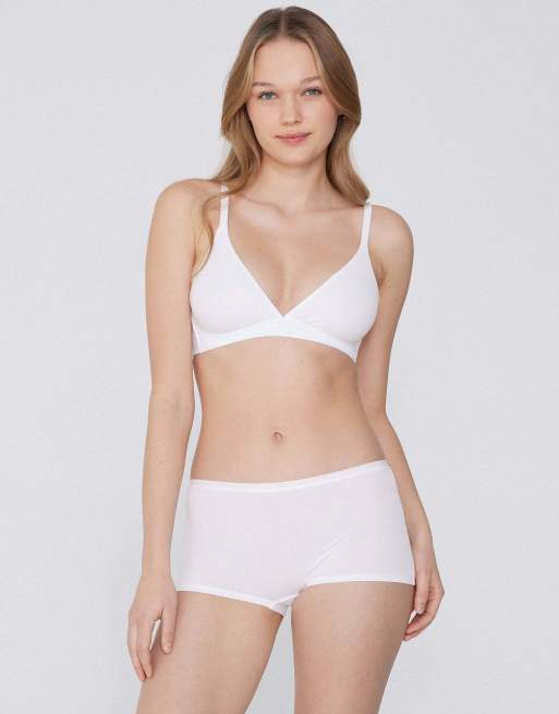 Tezenis Lisbon cotton triangle bra in white, 4 of 5