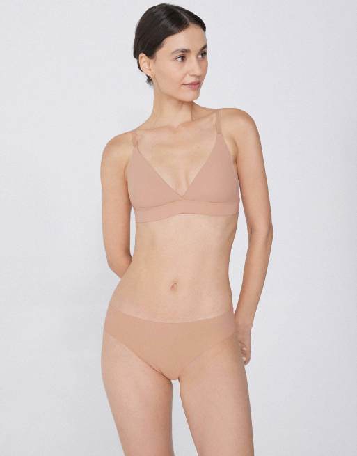 Tezenis Lisbon microfibre triangle bra in beige, 4 of 5