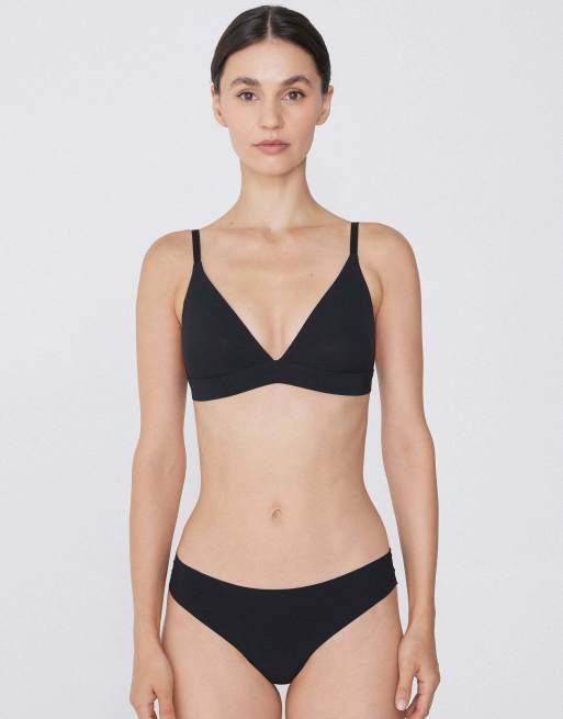 Tezenis Lisbon microfibre triangle bra in black, 3 of 5