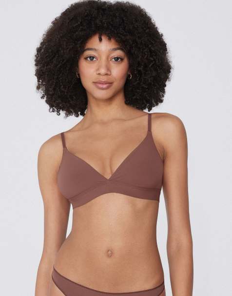 Tezenis Lisbon microfibre triangle bra in caramel dark beige