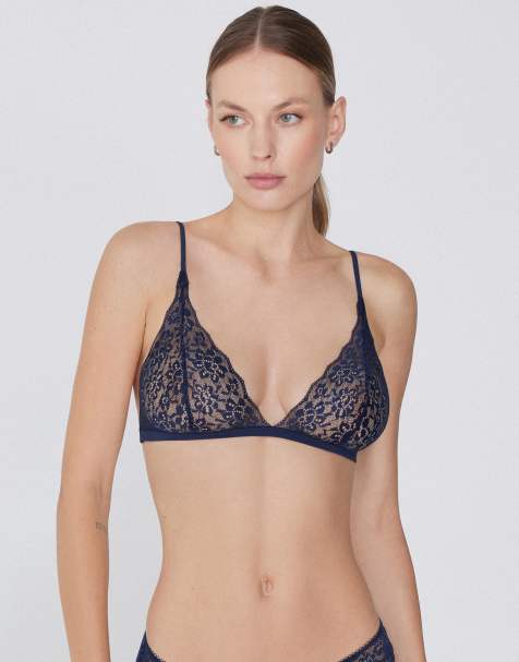 Tezenis Lisbon unpadded triangle bra in absolute blue - view 1