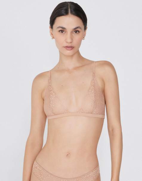 Tezenis Lisbon unpadded triangle bra in beige - view 1