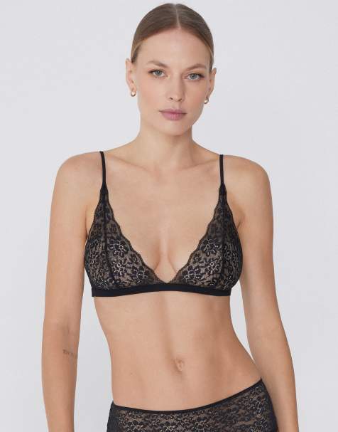 Tezenis Lisbon unpadded triangle bra in black - view 1