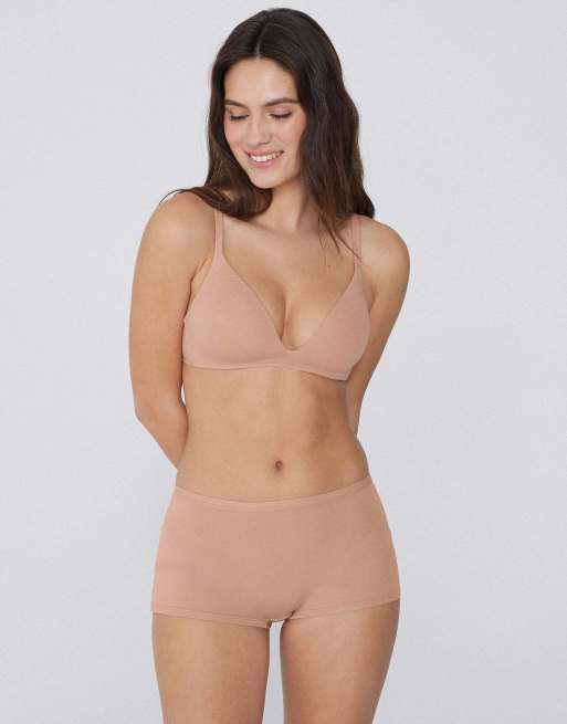 Tezenis London lightly padded triangle bra in beige, 4 of 5
