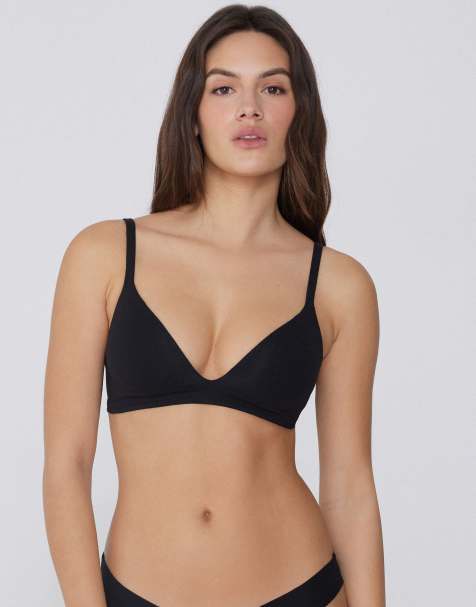 Tezenis London lightly padded triangle bra in black - view 1