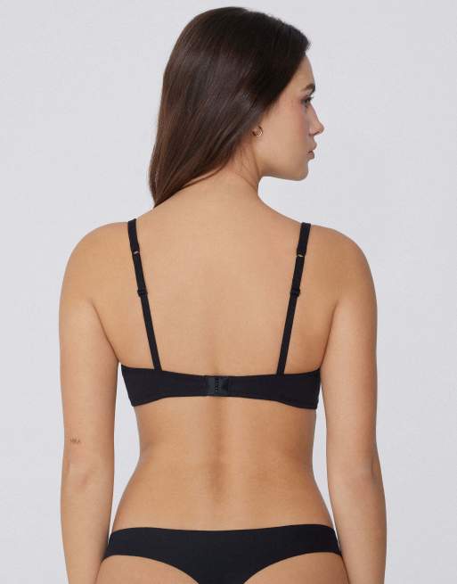Tezenis London lightly padded triangle bra in black, 2 of 5