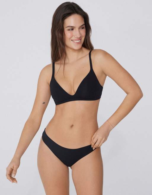 Tezenis London lightly padded triangle bra in black, 4 of 5