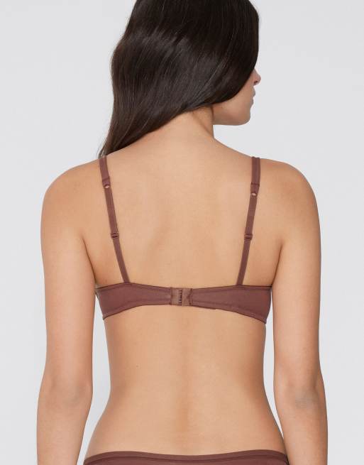 Tezenis London lightly padded triangle bra in caramel dark beige, 2 of 4