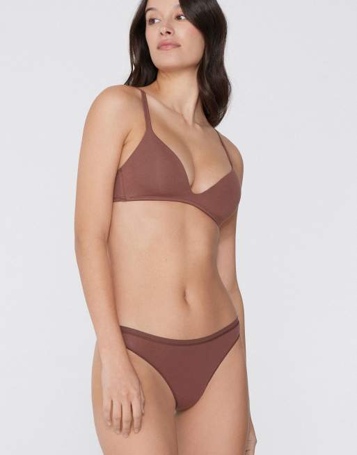 Tezenis London lightly padded triangle bra in caramel dark beige, 4 of 4