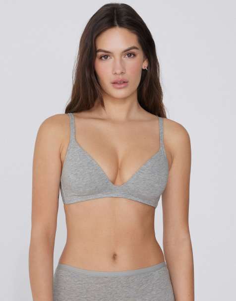 Tezenis London lightly padded triangle bra in mottled light grey - view 1