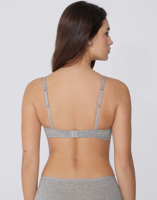 Tezenis London lightly padded triangle bra in mottled light grey, 2 of 5