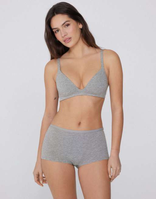 Tezenis London lightly padded triangle bra in mottled light grey, 4 of 5