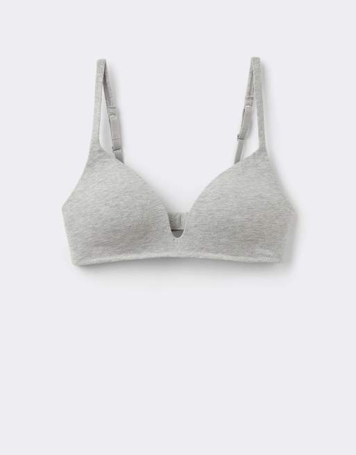 Tezenis London lightly padded triangle bra in mottled light grey, 5 of 5